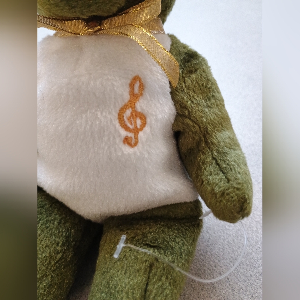 The Original Holy Bears Beanie Bear Sitting Green & White Plush Stuffed Animal - Picture 7 of 10